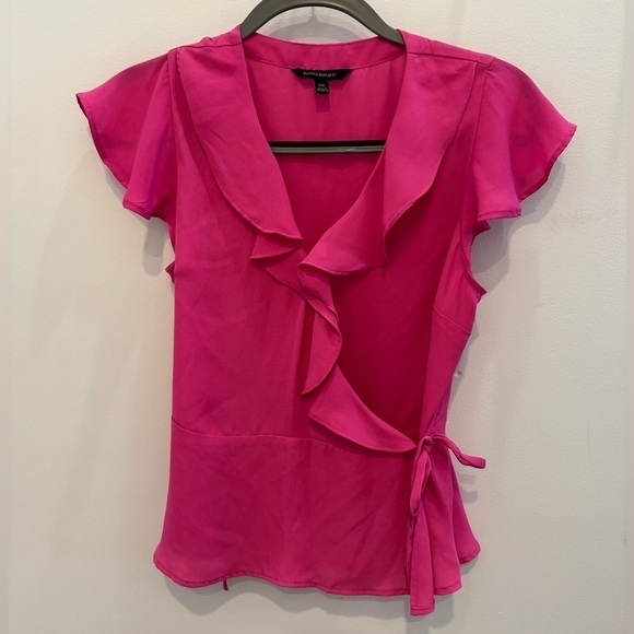 Banana Republic Tops - Banana Republic Pink Ruffled Wrap Blouse